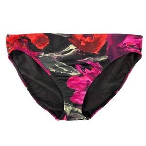 Black with pink & red fliral print bikini bottoms, 16